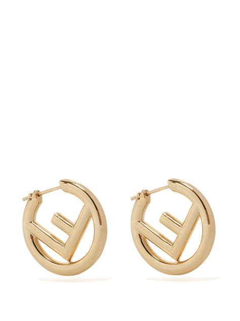 f is fendi gold earrings|fendi small hoop earrings.